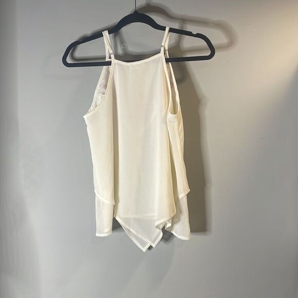 Embroidered Off-White Flowy Tank Top - Picture 10 of 12